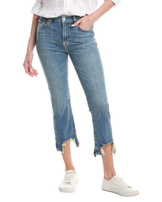 7 For All Mankind Blue High-Rise Slim Elora Kick Flare Jean