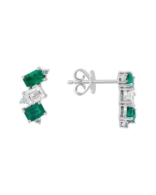 Effy Fine Jewelry Green 14K 2.65 Ct. Tw. Diamond & Emerald, Sapphire Earrings
