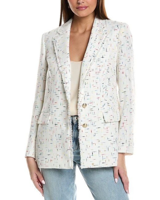 Karl Lagerfeld White Roadmap Tweed Jacket