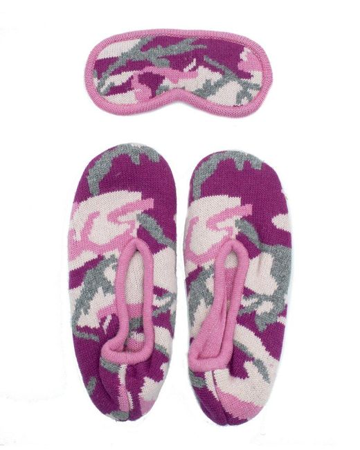 Portolano Purple Ballerina Slippers And Eyemask In Camouflage Design