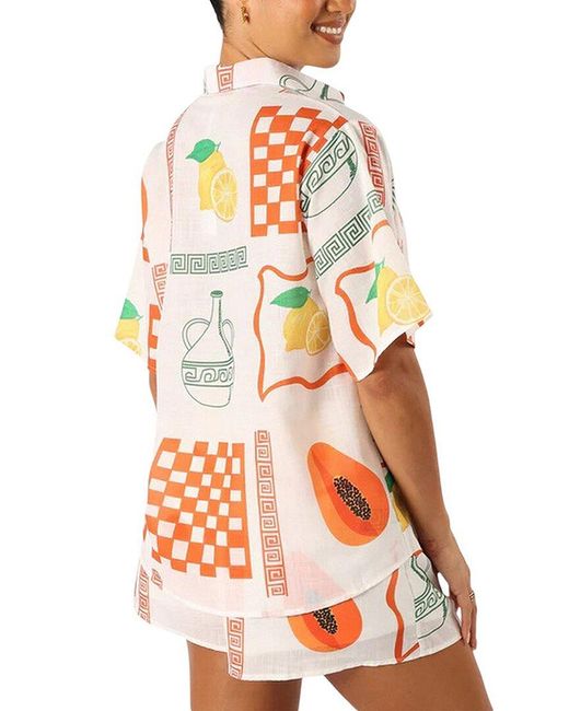 AMINA GLAM Orange 2Pc Shirt & Short Set