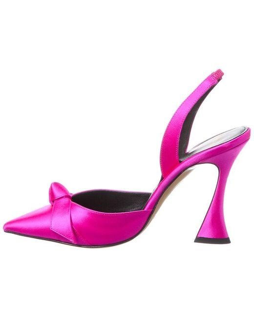Alexandre Birman Pink Clarita Bell Satin Slingback Pump