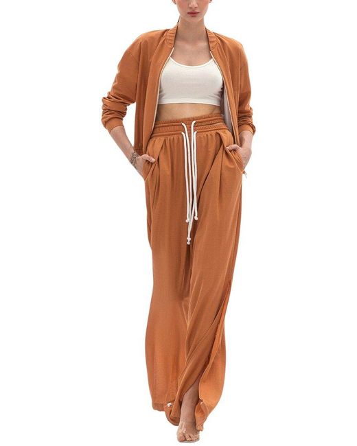BGL Orange 2P Linen-Blend Zip Hoodie & Pant Set