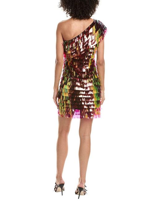 Tadashi Shoji Metallic Bina Sequin Fringe Mini Dress