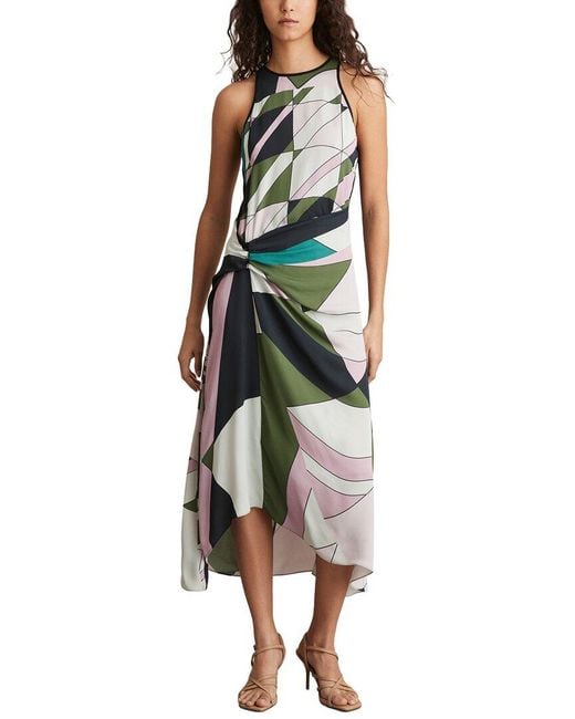 Reiss Green Avia Printed Dress