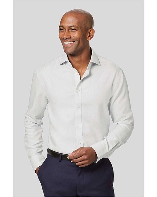 Charles Tyrwhitt White Non-iron Ludgate Weave Cutaway Slim Fit Shirt for men