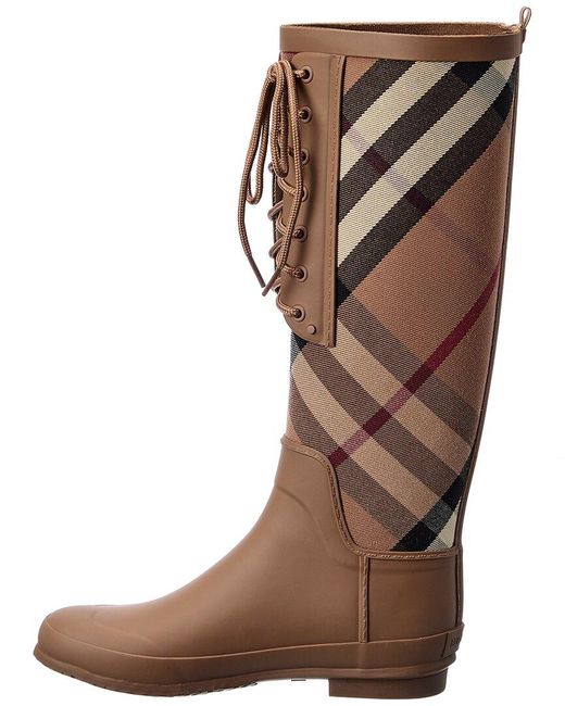 skyld nummer rester Burberry Vintage Check Canvas & Rubber Rain Boot in Brown | Lyst