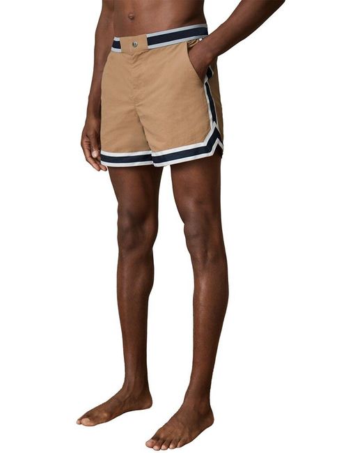 Reiss Natural Baller Stripe Tape Hem Swim Trunk for men