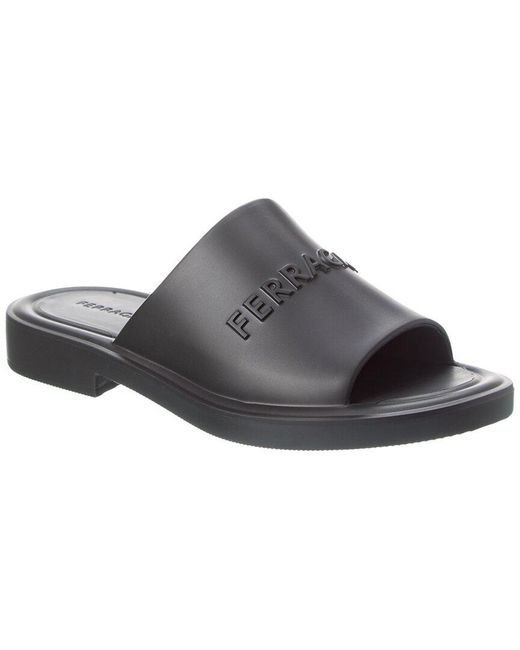 Ferragamo Black Giuneva 3d Logo Rubber Sandal