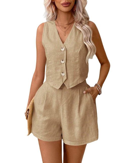 Amanda Royal Natural Top & Short Set
