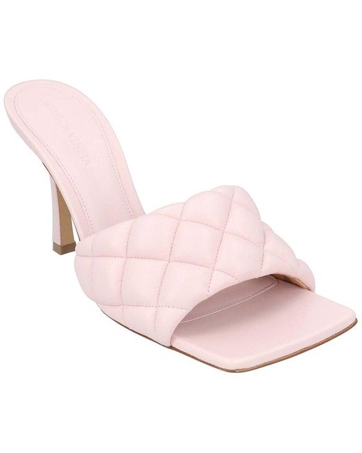 Bottega Veneta Pink Lambskin Leather Padded Mule, Never Worn (Authentic Pre-Loved)