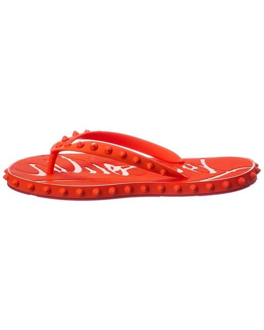 Christian Louboutin Red Super Loubi Rubber Flip Flop