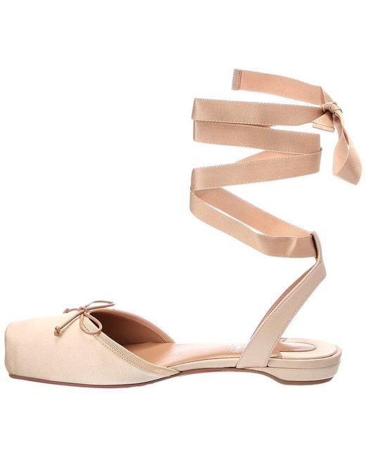 Christian Louboutin Natural Cassia Lace Up Satin Ballerina Flat