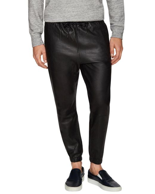 J Brand Leather Joggers in Black for 