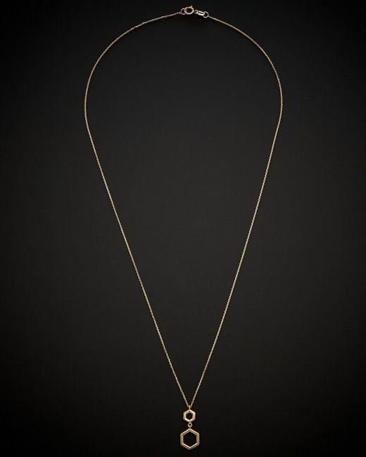 Italian Gold Black 14k Geometric Pendant Necklace