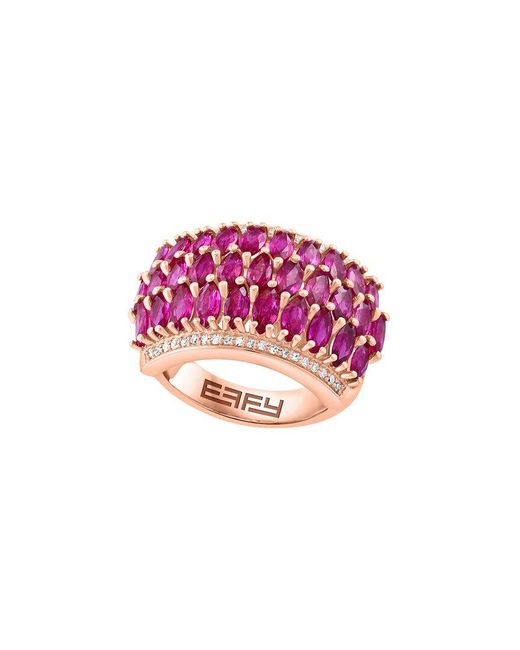 Effy Fine Jewelry Pink 14K Rose 0.73 Ct. Tw. Diamond & 12Mm Pearl Ring
