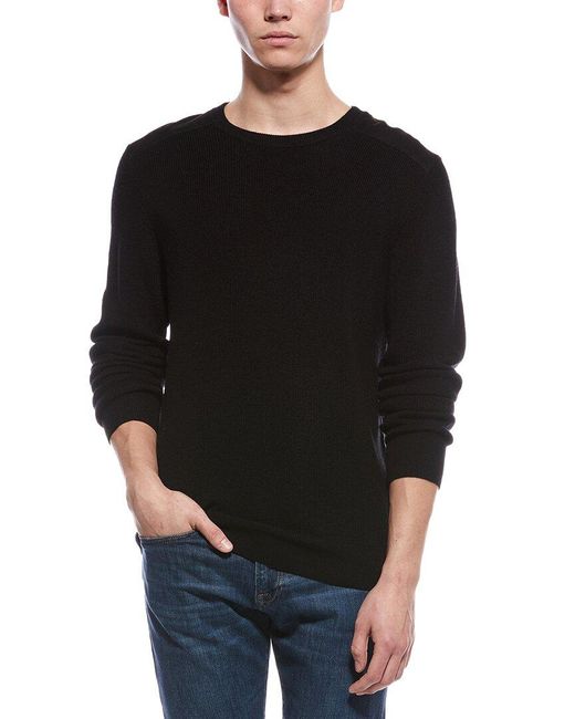 Bruno Magli Black Merino Wool Crewneck Sweater for men