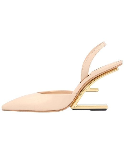 Fendi Natural Calfskin Leather First Slingback, Never Worn (Authentic Pre- Loved)