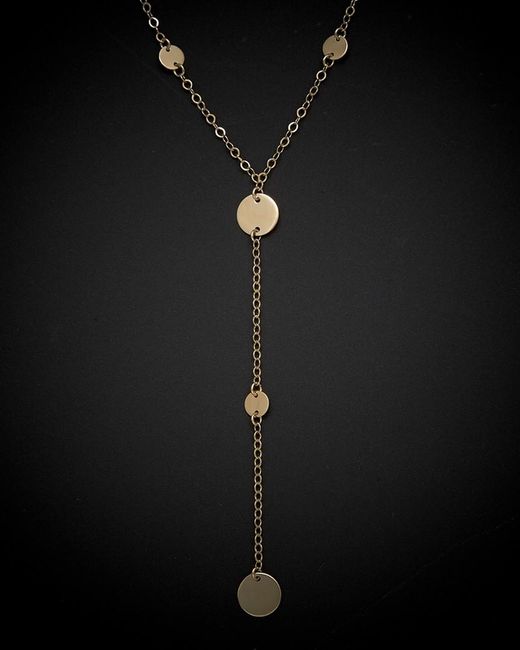 Italian Gold Black 14k Disc Station Lariat Necklace