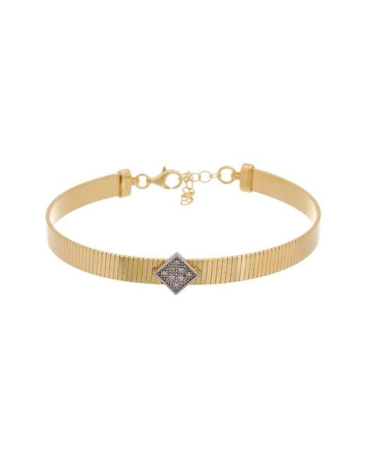 Meshmerise Metallic 18k Over Silver 0.05 Ct. Tw. Diamond Bangle Bracelet