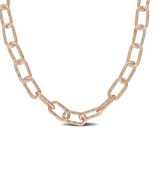 Italian Silver Metallic 18k Rose Gold Over Paperclip Chain Necklace