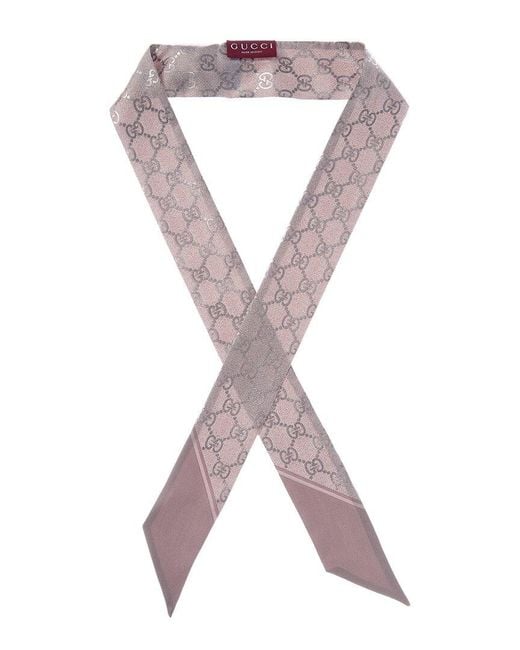 Gucci Gray Gg Printed Silk Scarf