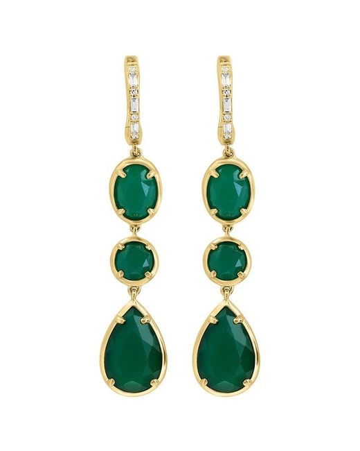 Effy Fine Jewelry Green 14K 14.10 Ct. Tw. Diamond & Onyx Earrings
