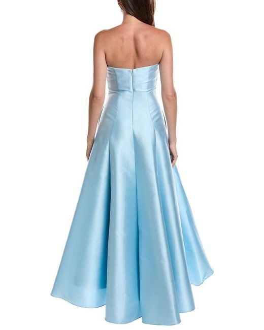 Badgley Mischka Blue Strpls Scoop Hi Low Maxi Dress