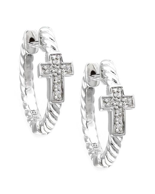 Diamond Select Cuts Metallic 0.05 Ct. Tw. Diamond Cross Hoops