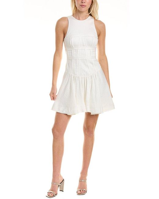 Aje. White Tidal Linen-blend Skater Dress