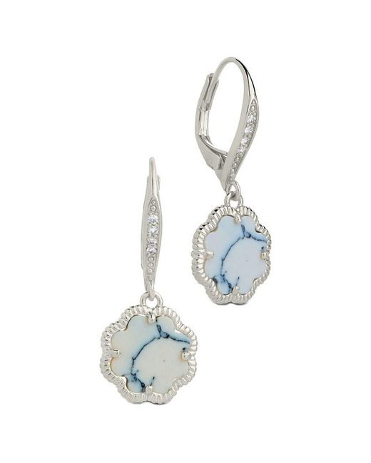 Sterling Forever Women's White Rose Petal Short Drop Earrings