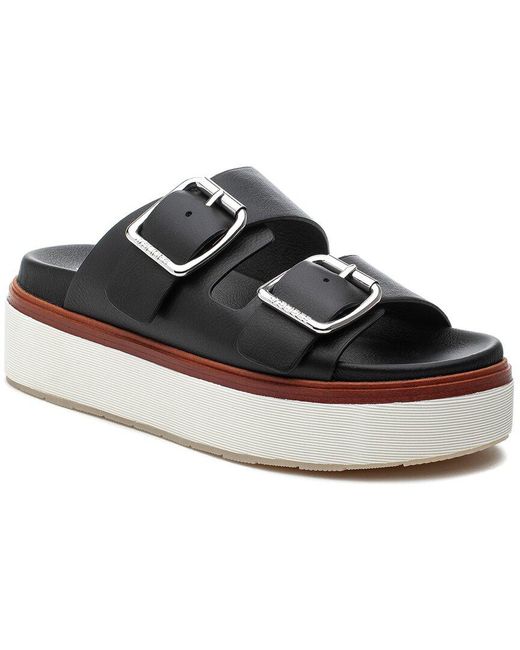 J/Slides Bowie Leather Sandal in Black | Lyst