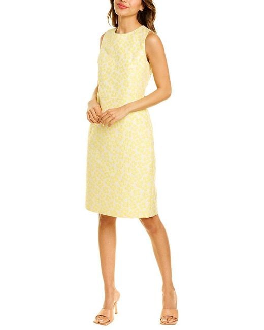 Anne Klein Yellow Floral Jacquard Sheath Dress