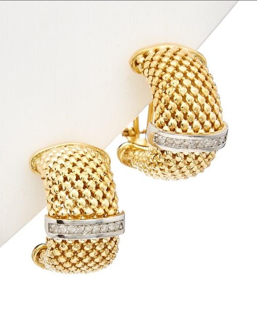 Meshmerise Metallic 18k Over Silver 0.2 Ct. Tw. Diamond Clip Earrings