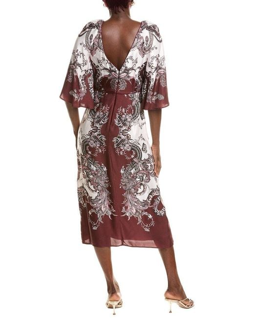 Marchesa Red Notte Garden Of Eve Midi Dress