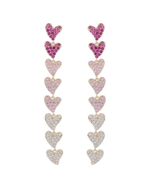 Eye Candy LA Pink Luxe Collection 18k Plated Cz Rainbow Heart Earrings