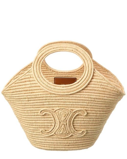 Céline Metallic Braided Panier Raffia Tote