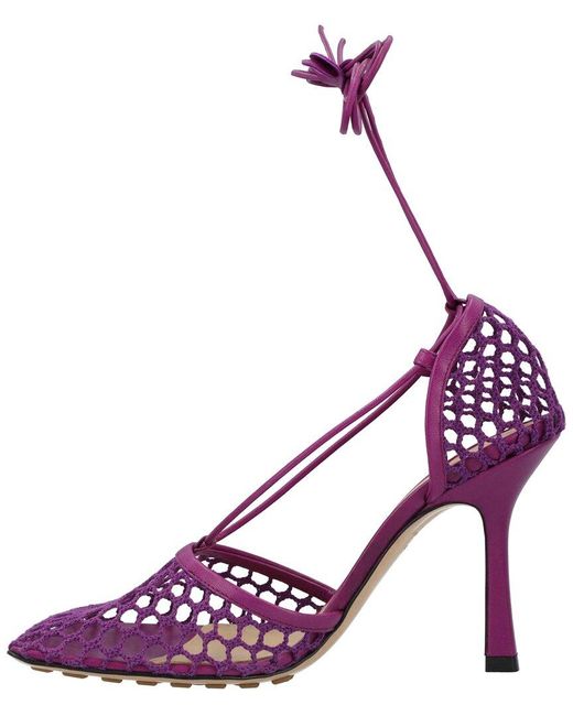 Bottega Veneta Purple Lambskin Leather Stretch Lace-Up Sandal Never Worn (Authentic Pre-Loved)