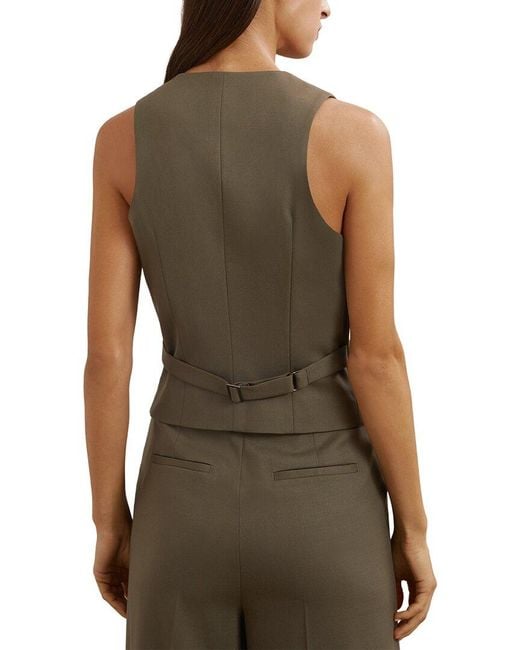 Reiss Brown Solene Wool-Blend Tailored Waistcoat