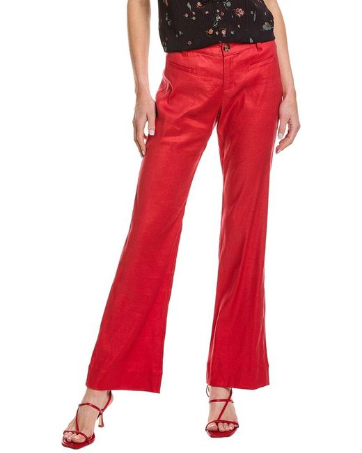 Cabi Red Valentine Linen-Blend Trouser
