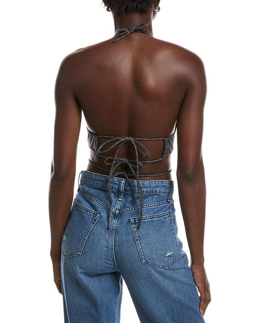 Ganni Blue Stretch Stripe String Top