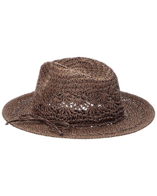 Bruno Magli Brown Crochet Raffia Rancher Hat