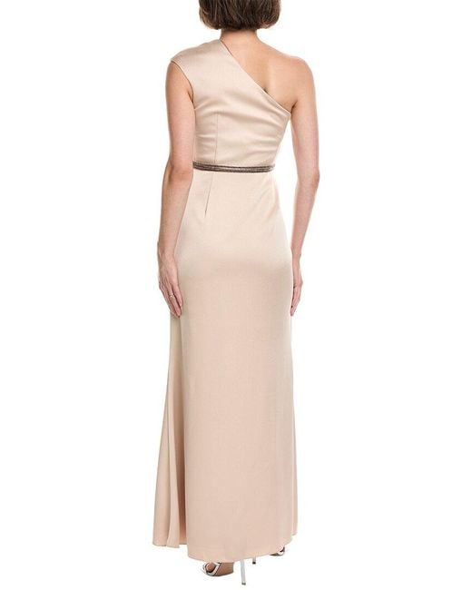 Aidan Mattox Natural Maxi Slim Column Dress