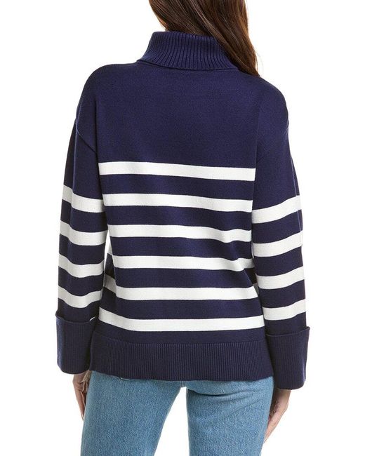 English Factory Blue Turtleneck Stripe Sweater