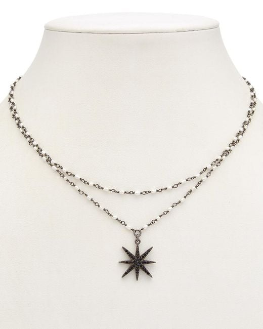 Rachel Reinhardt Jewelry Natural 14K Plated Labradorite Cz Celestial Necklace