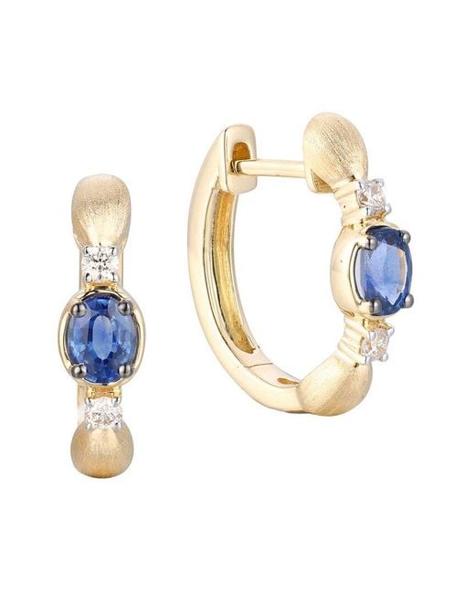 Gregg Ruth Blue 14K 0.72 Ct. Tw. Diamond & Sapphire Huggie Earring