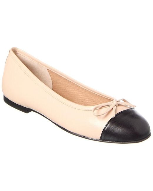 French Sole Natural Cordelia Cap Toe Leather Flat