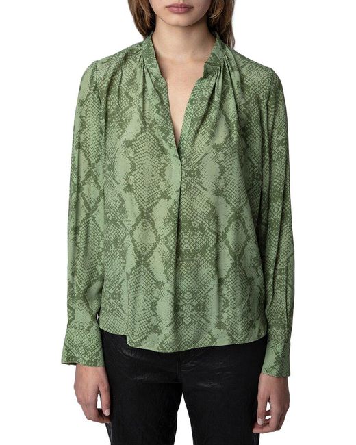 Zadig & Voltaire Green Tink Python Shirt