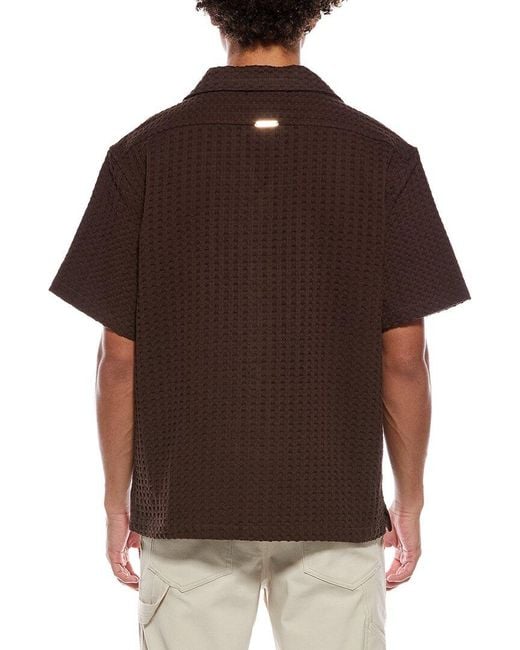 Karl Lagerfeld Brown Embroidered Dot Camp Shirt for men