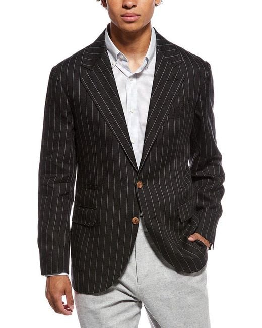 Brunello Cucinelli Black Linen Blazer for men